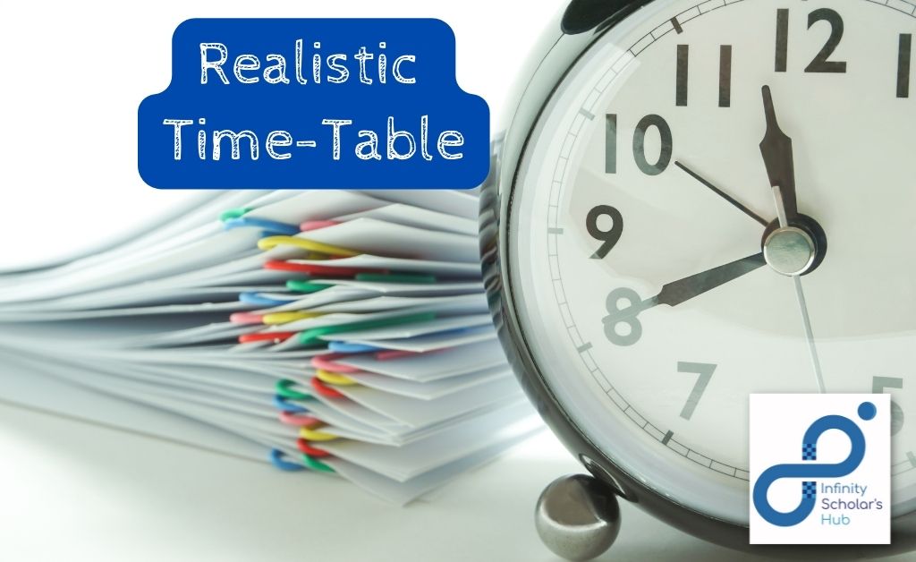 The time table you make and follow for your study schedule must be realistic. T